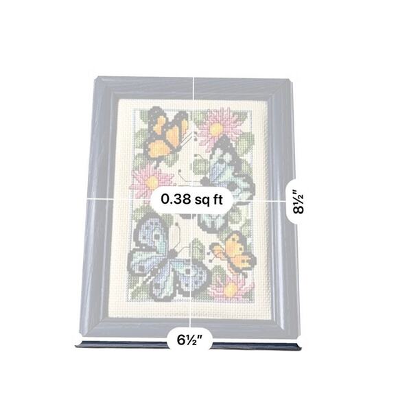 Framed Butterfly and Flower Cross-Stitch Art - Picture 2 of 5